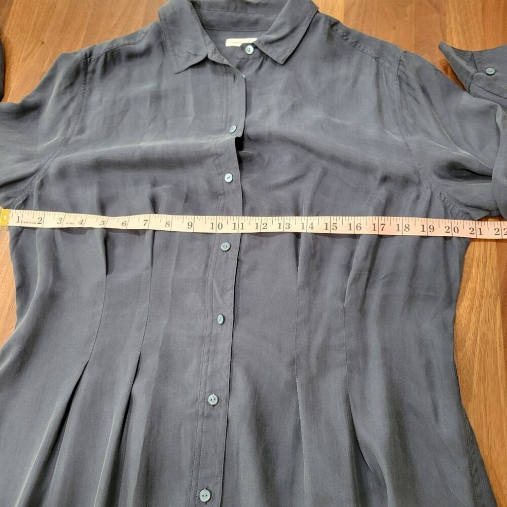 Unsubscribed 100% Silk Navy Blue Shirtdress Long Sleeve Size 10 - Picture 8 of 9